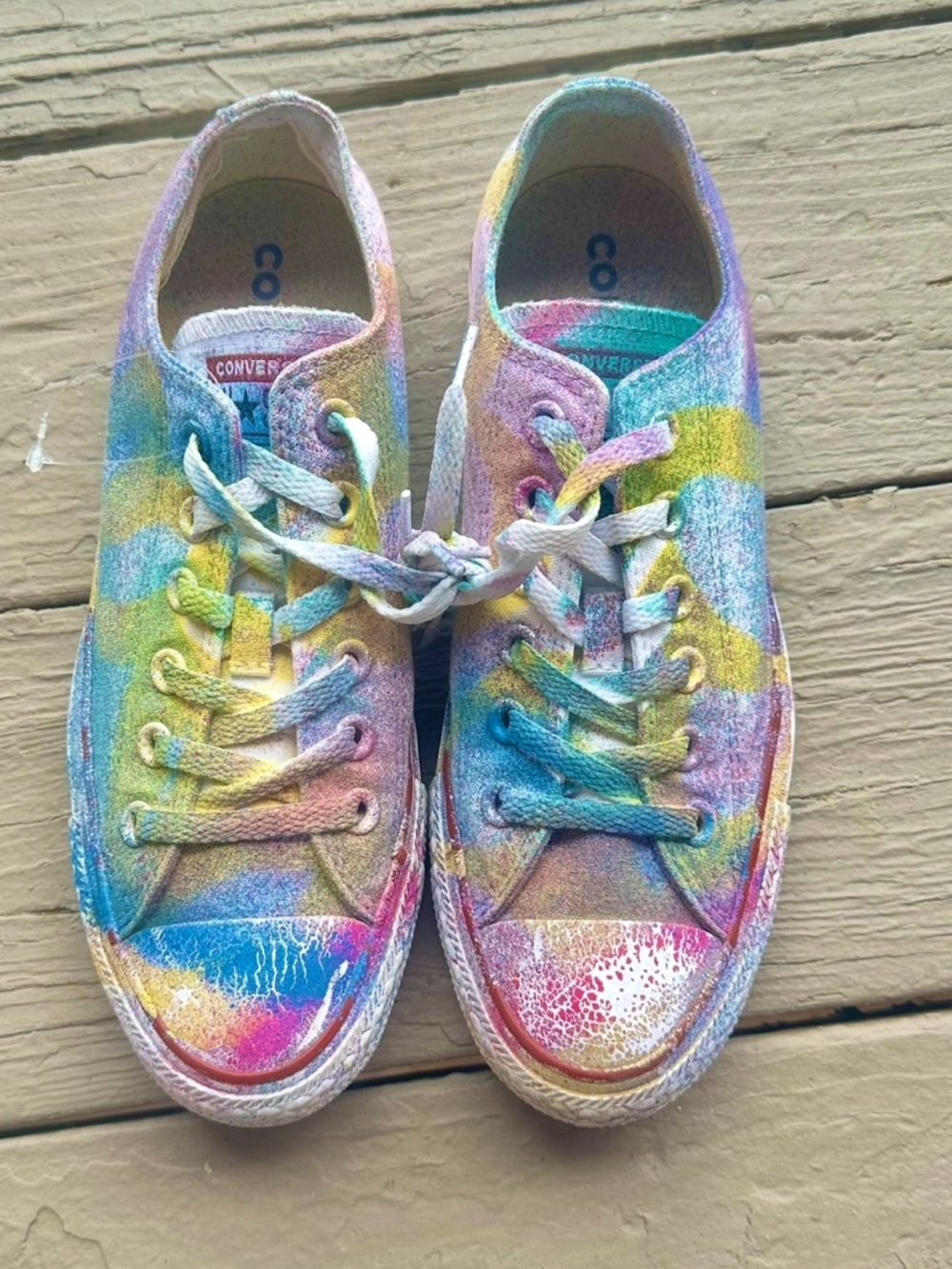 New Woman’s Converse All Star Low Top Multi Color Tie Dye Splatter Sneaker 7.5